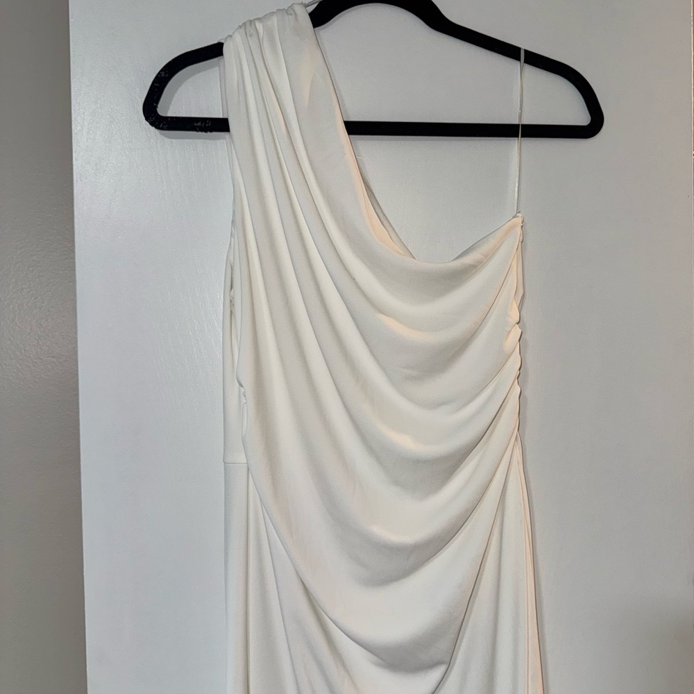 Zara Ivory One-Shoulder Midi Dress